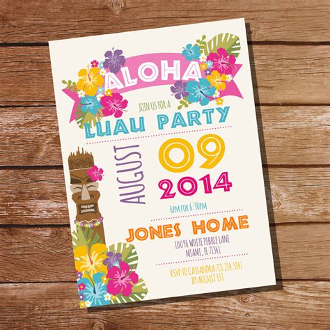 Luau party invitations .
